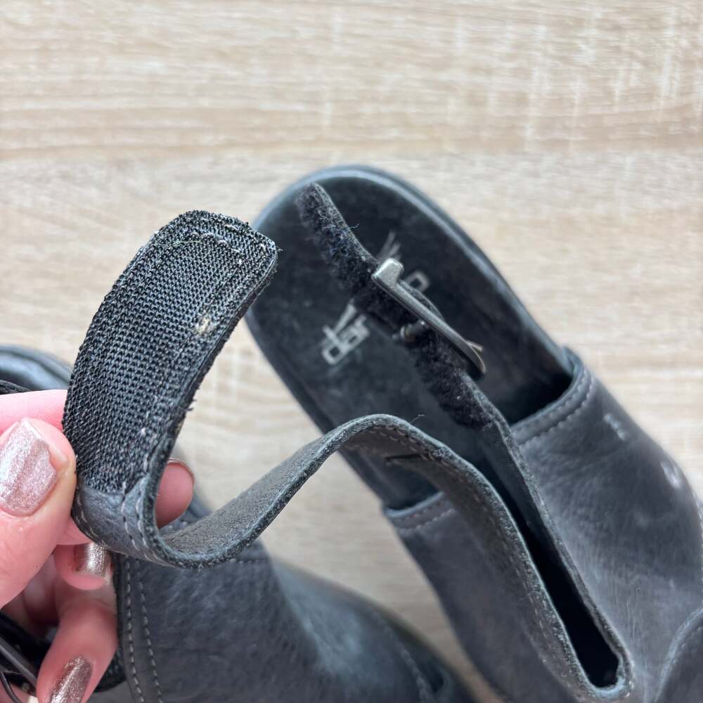 DANSKO Black Leather Buckle/Strap Wedge Shoes Sandals Women's Size 8.5-9 EU 39 - Picture 6 of 8